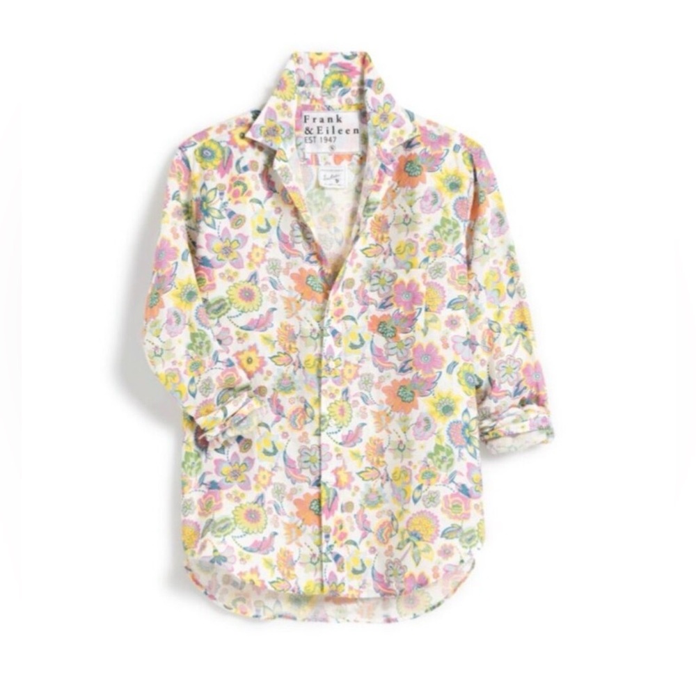 Frank & Eileen / Eileen Relaxed Button-Up Floral Linen Shirt Size: XSmall